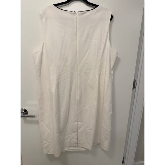 Talbots NWT Plus Size 22W Dobby Weave Piped Sleeveless White Classy Sheath Dress - Picture 7 of 9